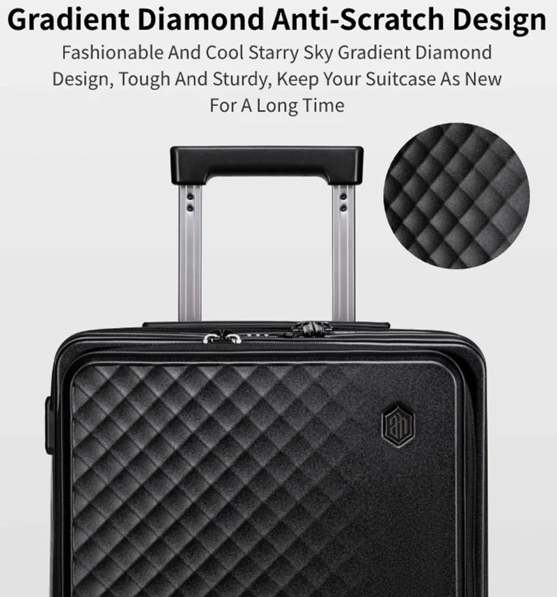 ARCTIC HUNTER Hard Shell Luggage Front-Loading Fashion Check in Luggage Trolley with TSA Compatible Combination Lock and Safe Zipper, LGX002-24, Black