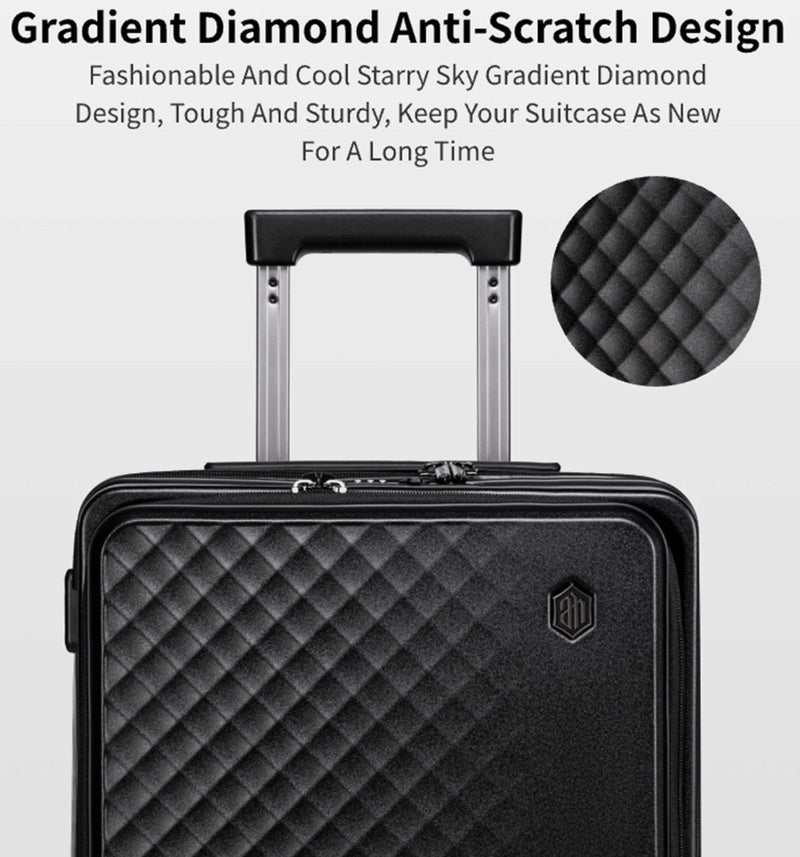 ARCTIC HUNTER Hard Shell Luggage Front-Loading Fashion Check in Luggage Trolley with TSA Compatible Combination Lock and Safe Zipper, LGX002-24, Black - Image 2