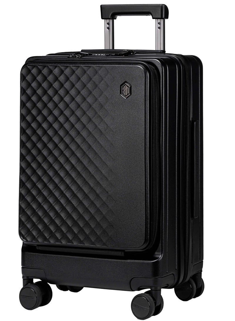 ARCTIC HUNTER Hard Shell Luggage Front-Loading Fashion Check in Luggage Trolley with TSA Compatible Combination Lock and Safe Zipper, LGX002-24, Black - Image 1