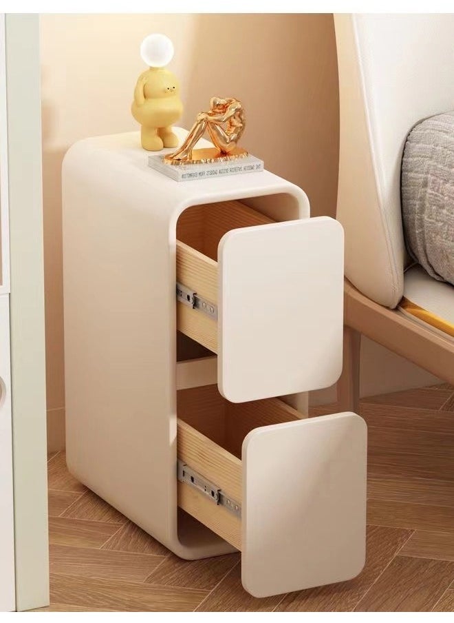 fashionhome 1-Piece Modern Design Narrow Nightstand for Bedroom Slim Bed End Table with Storage Drawers Bedside Storage Cabinet for Living Room Office 30 x 39 x 47 cm (Fully Assembled)  - Image 2