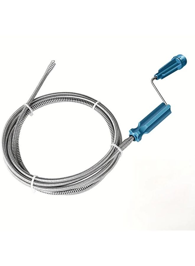 Blue Commercial Grade Flexible Spiral Drain Cleaning Shaft 5 5mm x 70 87inch with Hook - Image 4