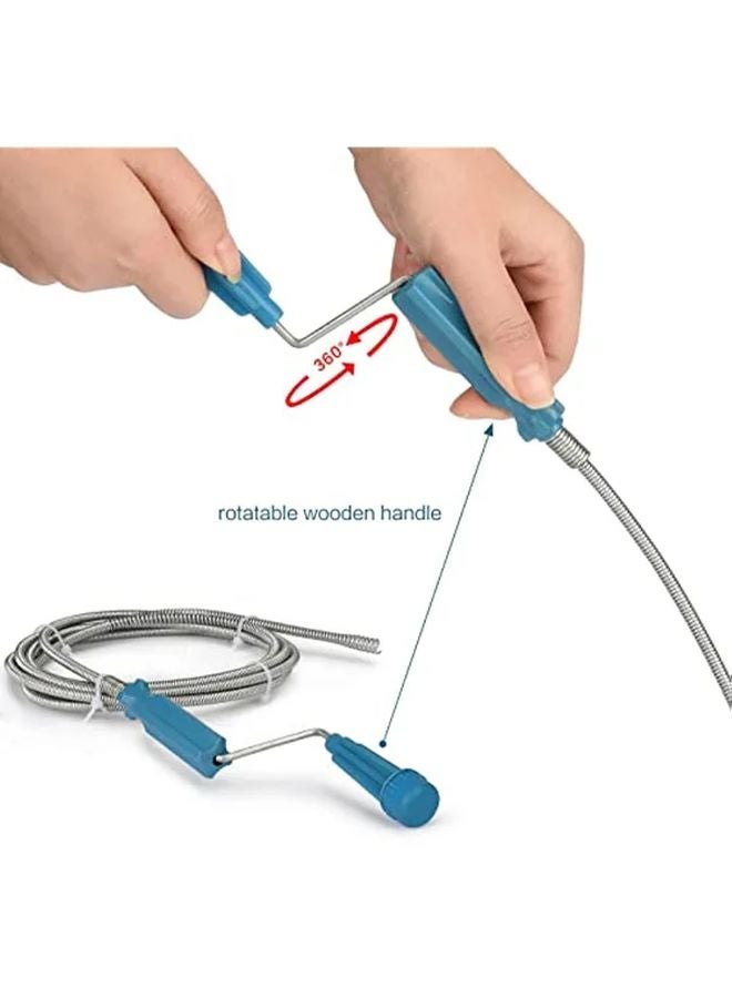 Blue Commercial Grade Flexible Spiral Drain Cleaning Shaft 5 5mm x 70 87inch with Hook - Image 5