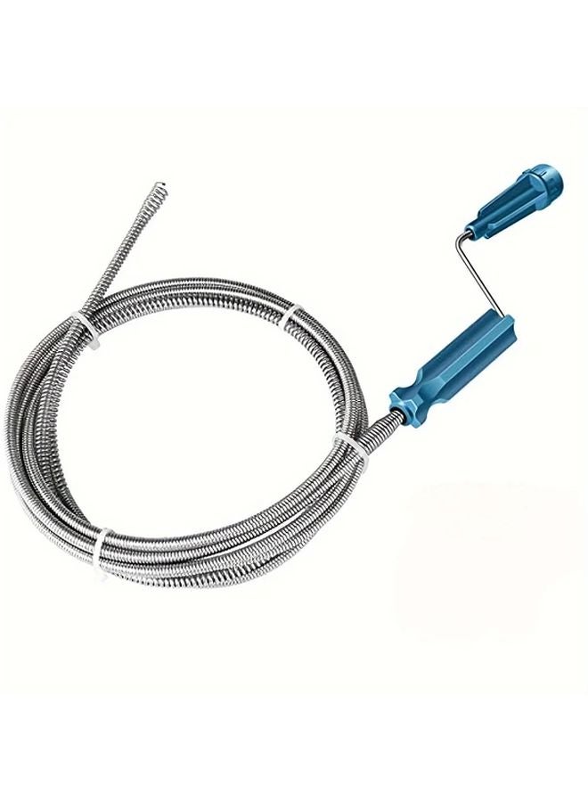 Blue Commercial Grade Flexible Spiral Drain Cleaning Shaft 5 5mm x 70 87inch with Hook - Image 2