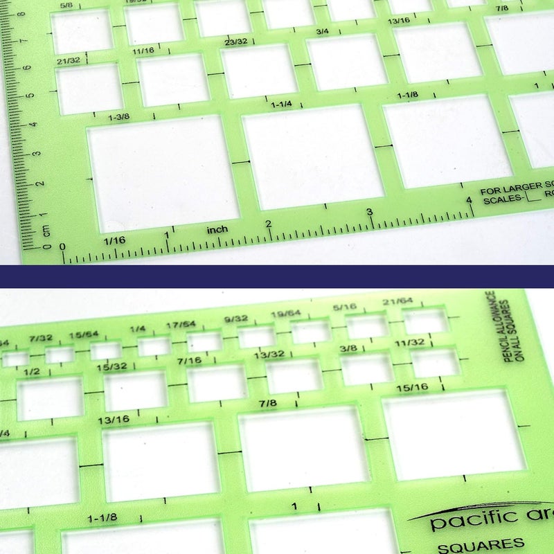 Pacific Arc Squares Template Guide, 39 Squares ranging from 1/16 inch to 1 and 3/8 inch - Image 4