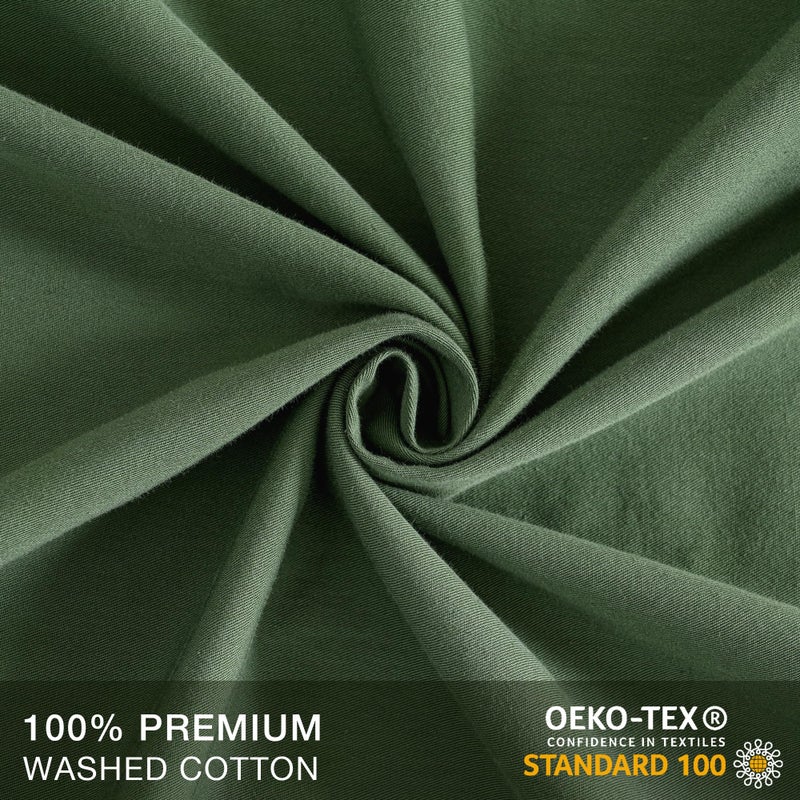 JELLYMONI Pillowcases Queen Set of 2 Cotton Envelope Pillow Covers Green 20×30in Bed Pillow Cases 100% Washed Cotton Soft Breathable (Pillows are not Included) - Image 3