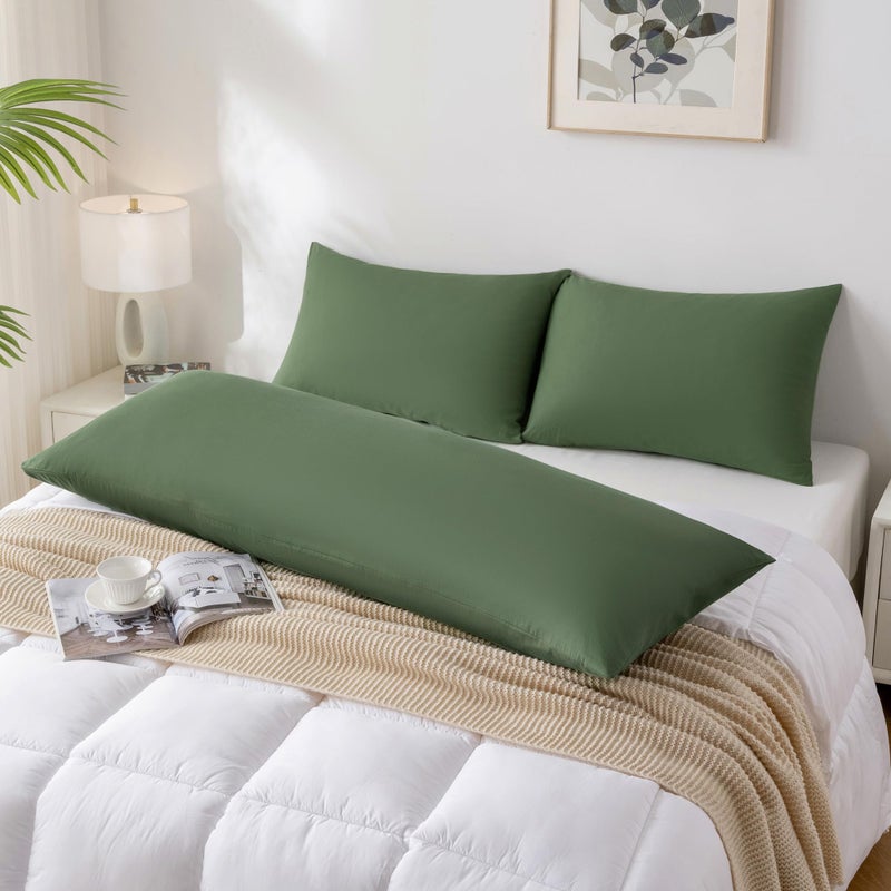 JELLYMONI Pillowcases Queen Set of 2 Cotton Envelope Pillow Covers Green 20×30in Bed Pillow Cases 100% Washed Cotton Soft Breathable (Pillows are not Included) - Image 5