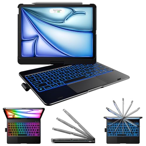 typecase Touch Keyboard Case for iPad Air 11-inch(M3/M2, 2025/2024) & iPad Pro 11(4th/3rd/2nd/1st Gen), Multi-Touch Trackpad, 11-Color Backlight, 360°Rotatable for iPad Air 5/4th Gen, Black - Image 1