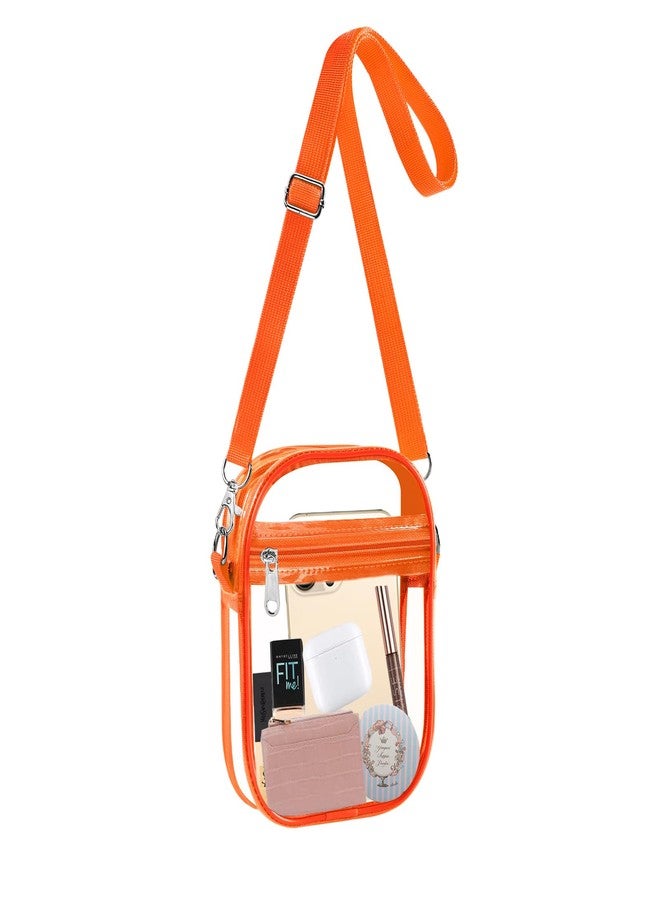 Fibrdoo Clear Crossbody Purse Bag, Clear Bag Stadium Approved with Front Pocket for Concerts Sports Festivals (Orange-small) - Image 1