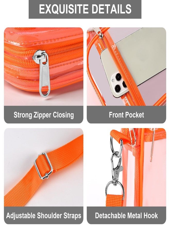 Fibrdoo Clear Crossbody Purse Bag, Clear Bag Stadium Approved with Front Pocket for Concerts Sports Festivals (Orange-small) - Image 3