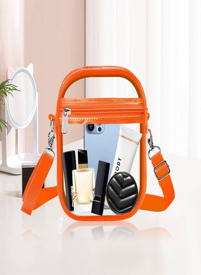 Fibrdoo Clear Crossbody Purse Bag, Clear Bag Stadium Approved with Front Pocket for Concerts Sports Festivals (Orange-small) - Image 5