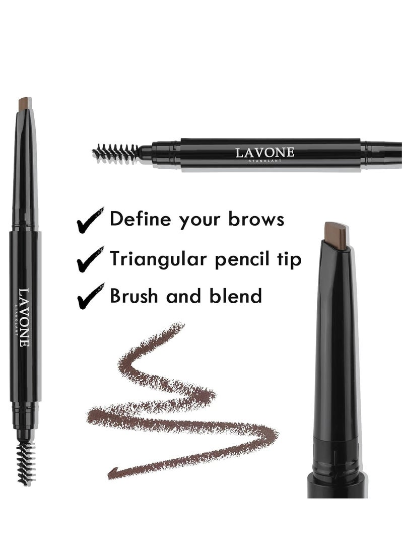 LAVONE LAVONE Eyebrow Stamp Pencil Kit for Eyebrows Makeup, with Waterproof Eyebrow Pencil, Eyeliner, Eyebrow Pomade, and Dual-ended Eyebrow Brush - Dark Brown  - Image 4