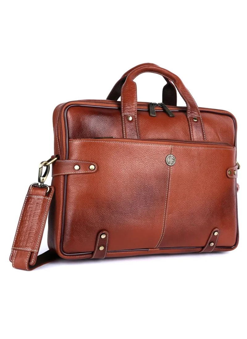 HAMMONDS FLYCATCHER Leather Office Bag for Men – Laptop Bag for Men - Fits 15.6 Inch Laptop - Leather Bag for Men with Adjustable Strap and Multiple Compartments | Tan | LB104TN | 2XV8