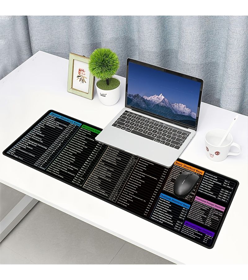 ماوس مخصص للاستخدام المكتبي مع اختصارات لبرامج Powerpoint وExcel وWord وOutlook، مقاس 31.5 × 11.81 بوصة، قاعدة مطاطية غير قابلة للانزلاق، طباعة عالية الدقة، مثالي لأجهزة الكمبيوتر المكتبية والمحمولة. - Image 2