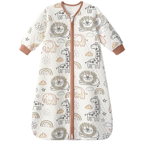 Yoofoss Baby Sleep Sack 06 Months 10 Tog Long Sleeve Sleep Sack Organic Cotton Wearable Blanket for Newborns 2Way Zipper Quilted Sleeping SacksSmall - Image 1