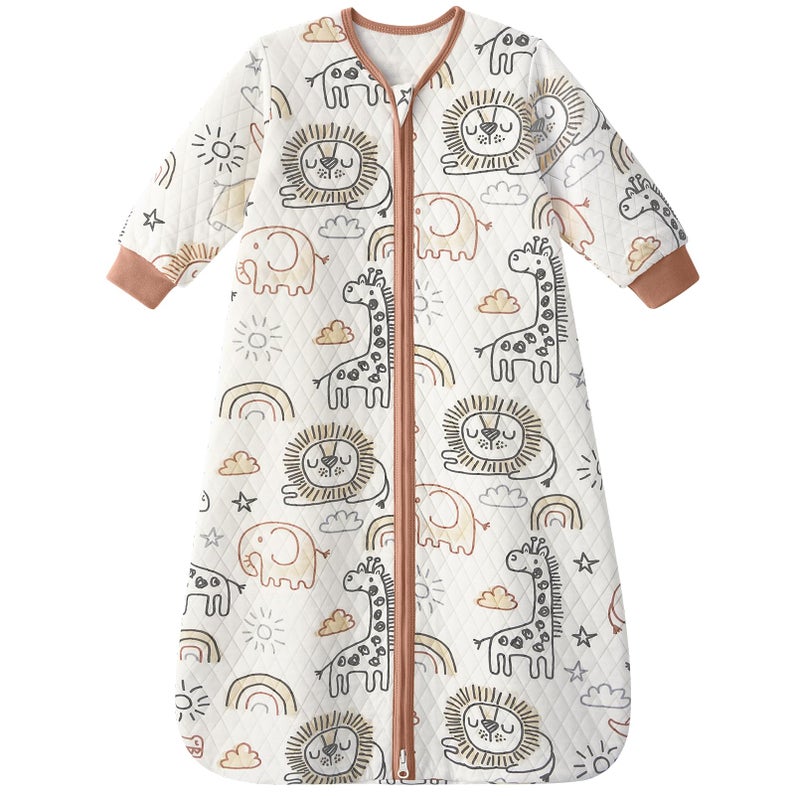 Yoofoss Baby Sleep Sack 06 Months 10 Tog Long Sleeve Sleep Sack Organic Cotton Wearable Blanket for Newborns 2Way Zipper Quilted Sleeping SacksSmall - Image 2