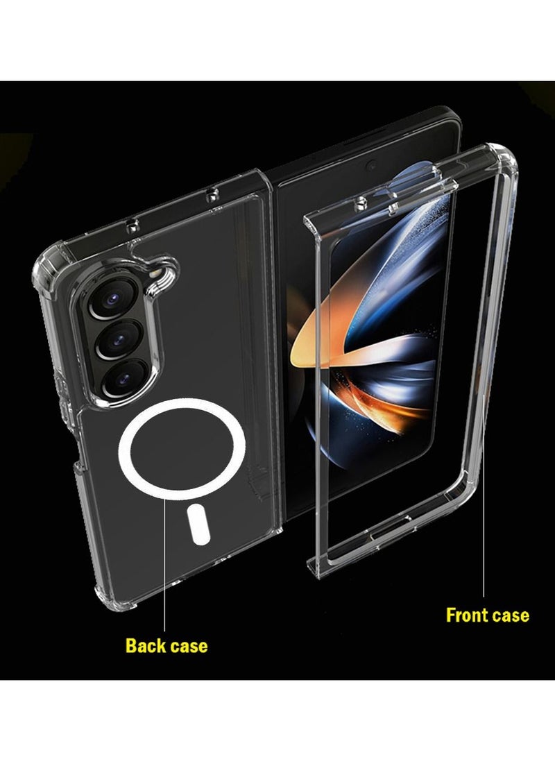 Samsung Galaxy Z fold 5 Clear Magnetic Cover Mag Safe Compatible Clear Hard Back Case Shockproof Silicone Frame Edge Bumper Slim Transparent Case for Samsung Galaxy Z fold 5  - Image 2