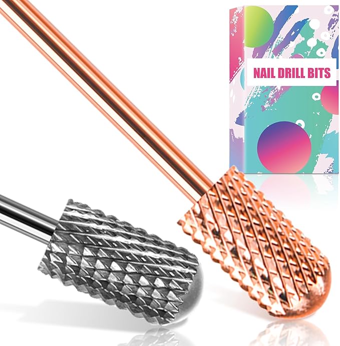 BLESWIN Nail Drill Bits 2PCS Safety Bits for Nail Drill Tungsten Carbide Bits 332 Electric Drill Bits Set for Acrylic Gel Nails Large Barrel Fine Nail Bits for Salon Experienced - Image 1