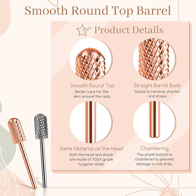 BLESWIN Nail Drill Bits 2PCS Safety Bits for Nail Drill Tungsten Carbide Bits 332 Electric Drill Bits Set for Acrylic Gel Nails Large Barrel Fine Nail Bits for Salon Experienced - Image 4