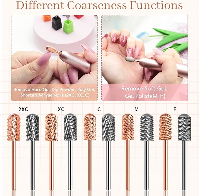 BLESWIN Nail Drill Bits 2PCS Safety Bits for Nail Drill Tungsten Carbide Bits 332 Electric Drill Bits Set for Acrylic Gel Nails Large Barrel Fine Nail Bits for Salon Experienced - Image 3