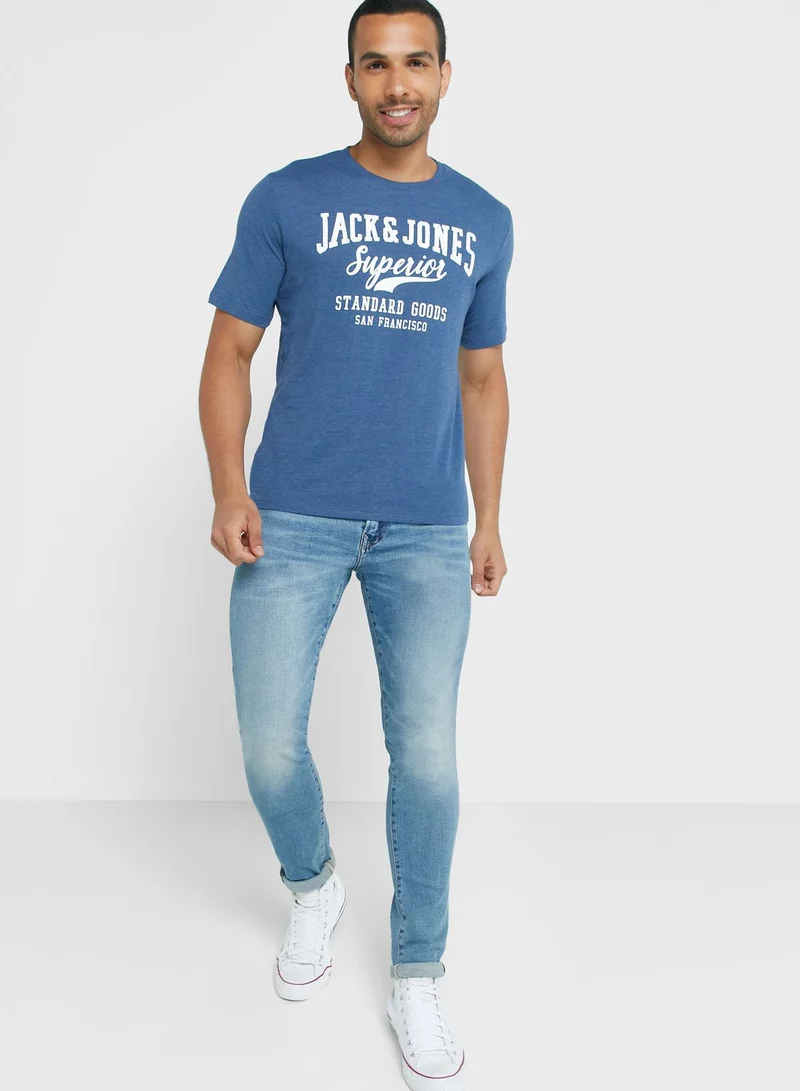 JACK & JONES Slogan Crew Neck T-Shirt