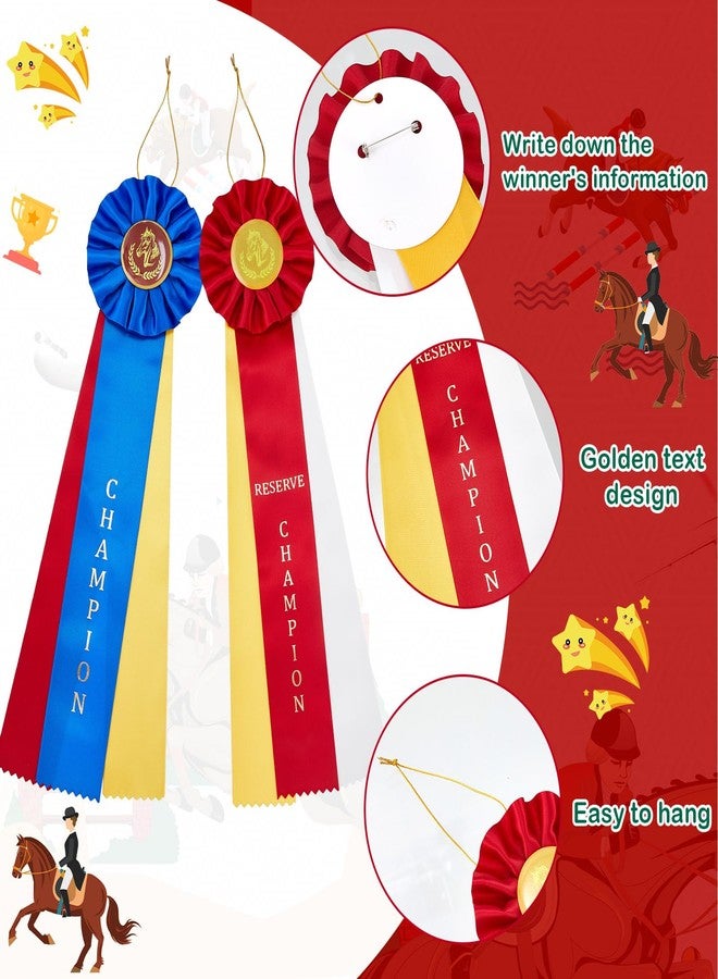 Hotop 10 Pcs Award Ribbons Set Horses Show Champion Prize Winner Ribbon with Event Card Winner Victory Recognition Participation Award for Competition, Sport Event, School, Graduation, Blue and Red - Image 4