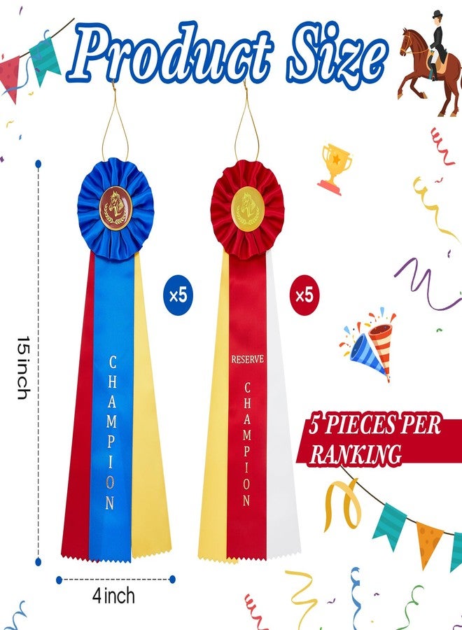 Hotop 10 Pcs Award Ribbons Set Horses Show Champion Prize Winner Ribbon with Event Card Winner Victory Recognition Participation Award for Competition, Sport Event, School, Graduation, Blue and Red - Image 3