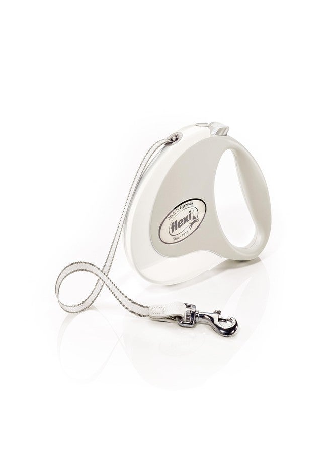 فلكسي مقود كلاب قابل للسحب من نوع FLEXI® (شريط لاصق)، مريح، متين، ومقاوم للتشابك، مناسب للكلاب حتى وزن 25 كجم، طوله 4 أمتار، مقاس متوسط، أبيض/رمادي - Image 1