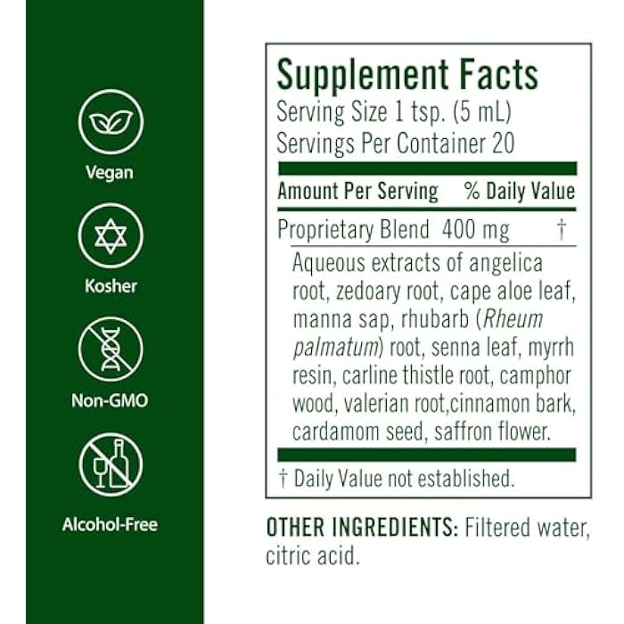 Flora - Swedish Bitters for Digestion, Alcohol-Free Bitters Help Bloating & Digestion, Maria's Original Formula Aqueous Extract, Vegan, Kosher, Non GMO, 3.4-fl. oz. Glass Bottle - Image 2