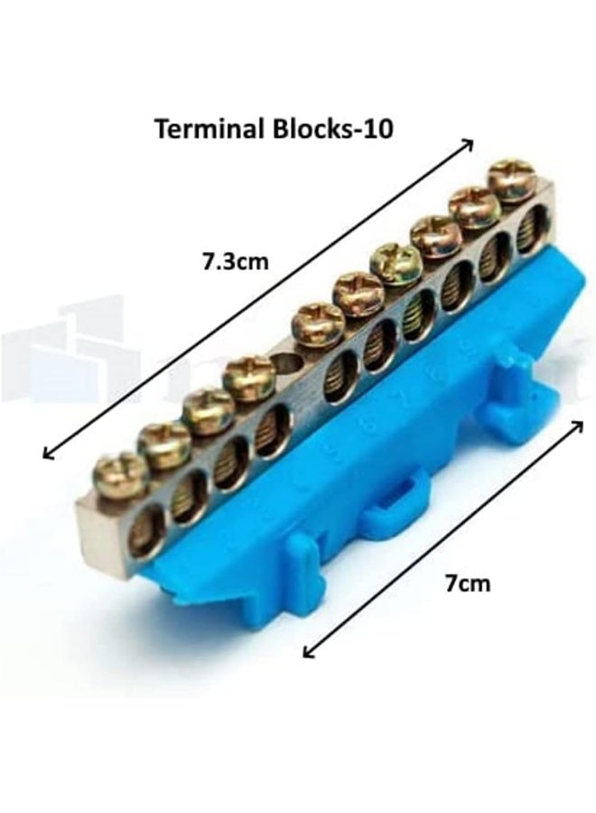 Biella Neutral Bus Bar Terminal Blocks Blue 10 Positions Of Bus Bar Used For Connecting Home Appliances, Electronic Etc.  - Image 2