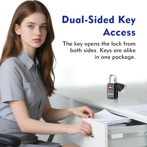SURE LOCK TSA Approved Luggage Locks - One Key Opens All, Compact & Durable Zinc Alloy Travel Lock with Steel Shackle, Keyed Alike (Black 2 Locks, Mini Size for Suitcase/Backpack/Gym Locker) - Image 5