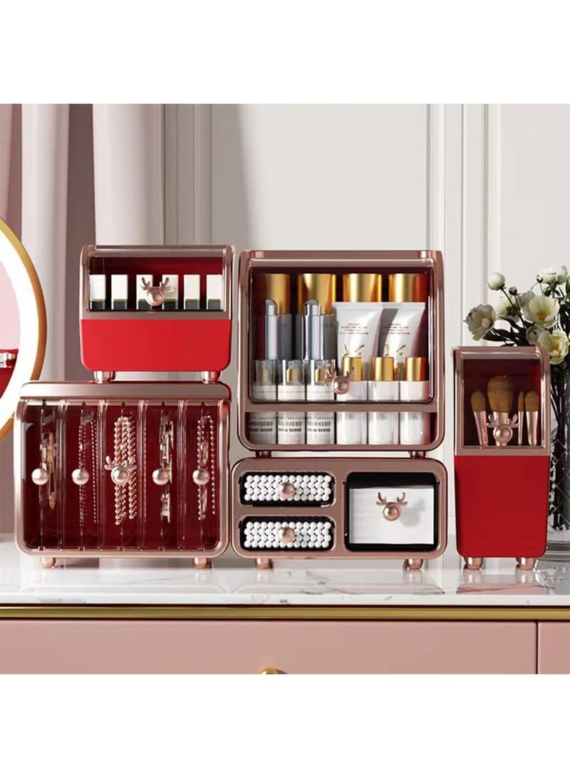LIMOS Makeup Cosmetic organizer 5 Pieces Drawer Set(Red) - Image 2