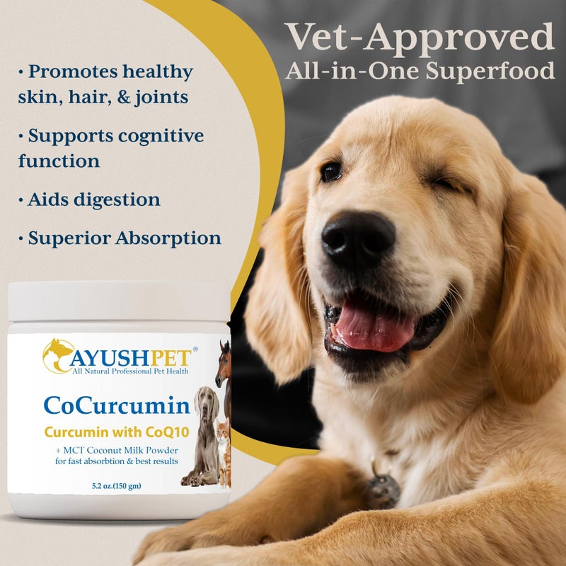 Ayush Herbs Ayush Pet CoCurcumin with CoQ10 - Curcumin Powder with Coconut MCTs for Dogs and Cats, Turmeric Superfood Supplement for Small or Large Pets, Immune, Joint and Cognitive Support - 5.2 oz - Image 2