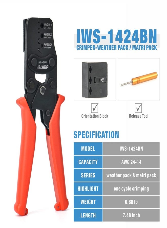 IWISS iCrimp Weather Pack Crimp Tool for AWG 24-14 Crimping Delphi APTIV Weather Pack Terminals or Metri-Pack Connectors- Crimp Terminals and Seal In ONE Cycle with Locator & Removal Extraction Tool - Image 2