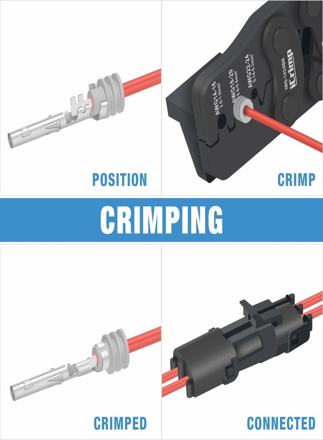 IWISS iCrimp Weather Pack Crimp Tool for AWG 24-14 Crimping Delphi APTIV Weather Pack Terminals or Metri-Pack Connectors- Crimp Terminals and Seal In ONE Cycle with Locator & Removal Extraction Tool - Image 4