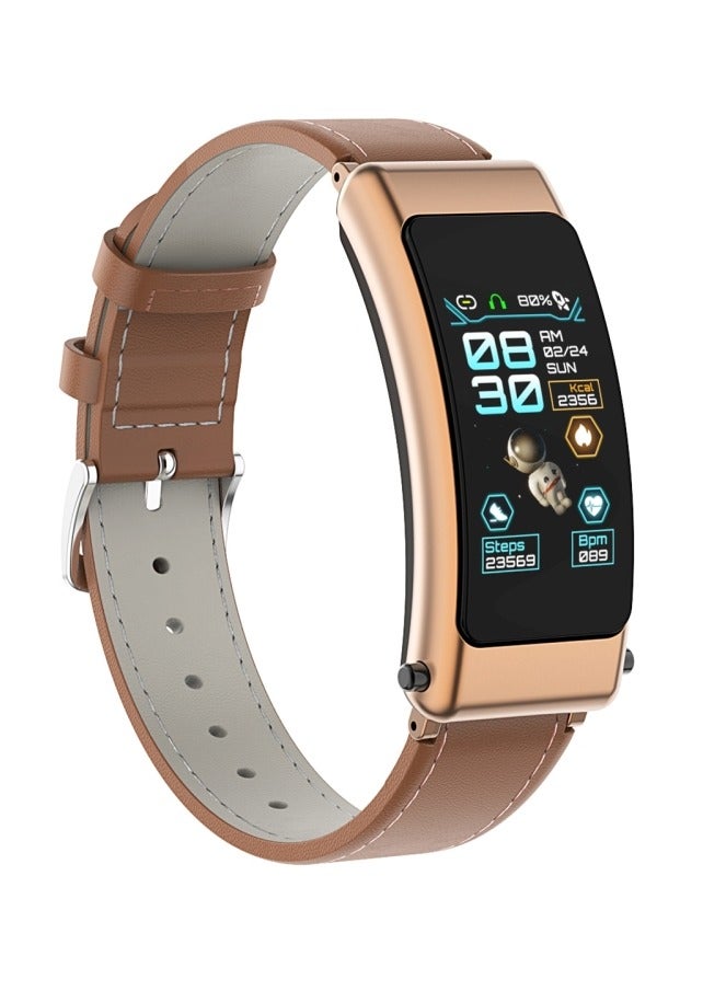 AROAQ K50 1.08 inch Leather Band Two -in-ONE TWS Earphone Detachable IP67 Waterproof Smart Watch Support Bluetooth Call  - Image 2