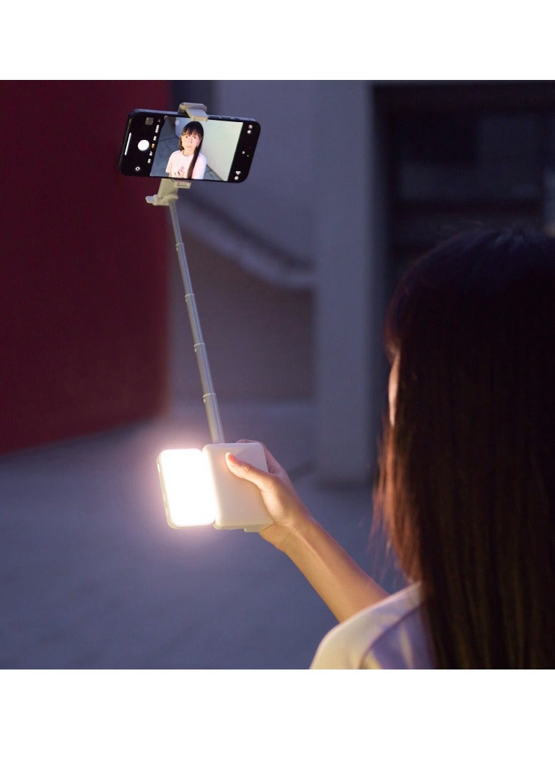Ultra-mini Three-in-one Bluetooth Mobile Phone Camera Aid Photography Light , With Detachable Fill Light, 360-degree Rotating Selfie Stick+Beauty Light, Mobile Phone Holder, For iPhone Android