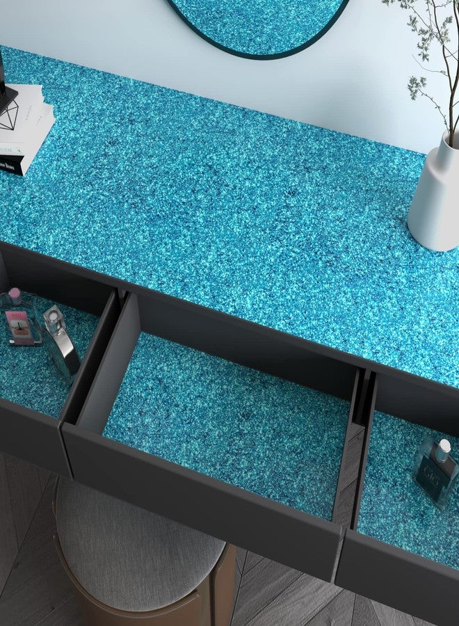 Decotalk Blue Glitter Wallpaper Stick and Peel Glitter Wallpaper 17.7"x120" Blue Wall Paper Sparkle Contact Paper for Walls Removable Sequins Wall Vinyl for Gifts Wrapping Sparkle Decorative - Image 3