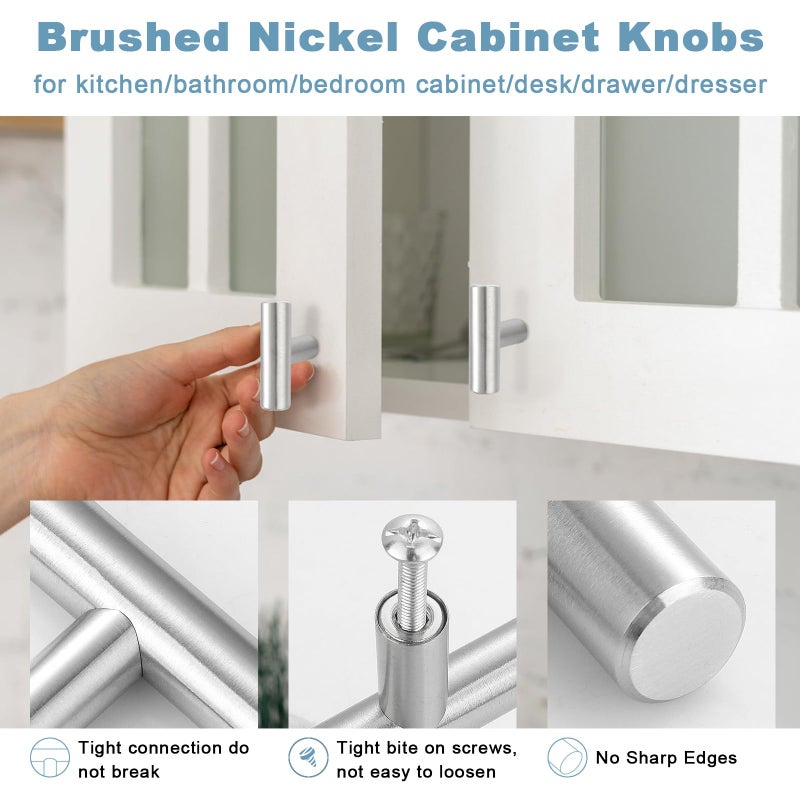 Estmoon 30 Pack Cabinet Knobs Brushed Nickel Cabinet Handles, Stainless Steel Single Hole Kitchen Cabinet Knobs Silver Cabinet Pulls for Kitchen Cabinets and Dressers,2 Inch Overall Length Drawer Knob - Image 4