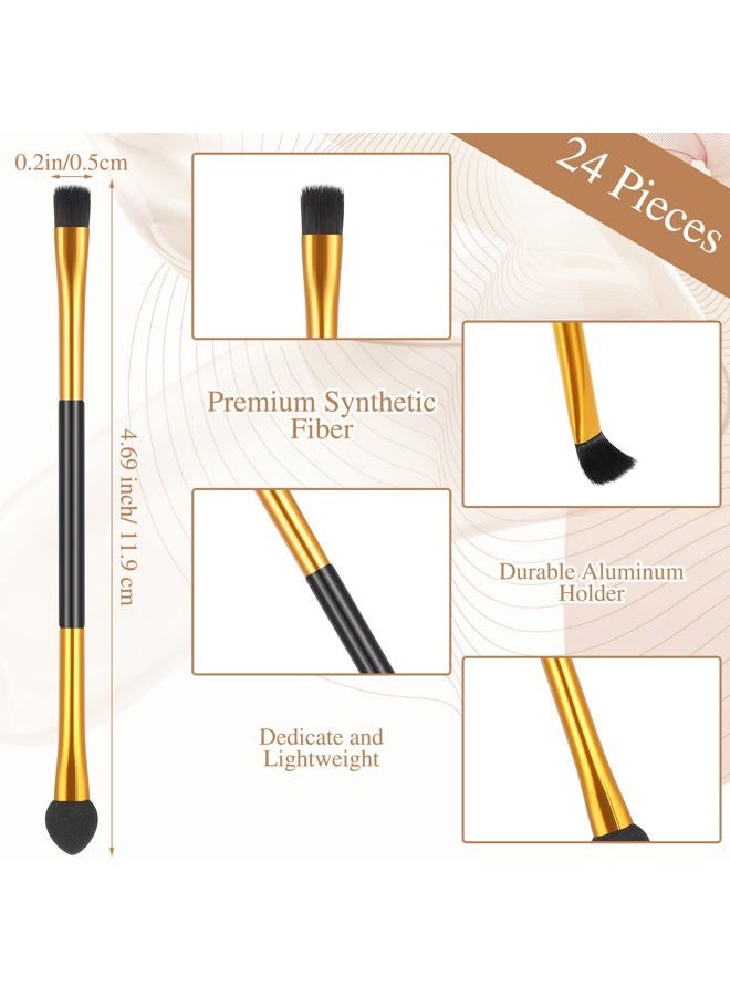 Tenare 24 Pcs Dual End Eyeshadow Smudge Brush 2 in 1 Eyeshadow Brush Sponge Blending Concealer Soft Applicators Double Sided Makeup Cosmetic Tool for Women Lady, Black - Image 4
