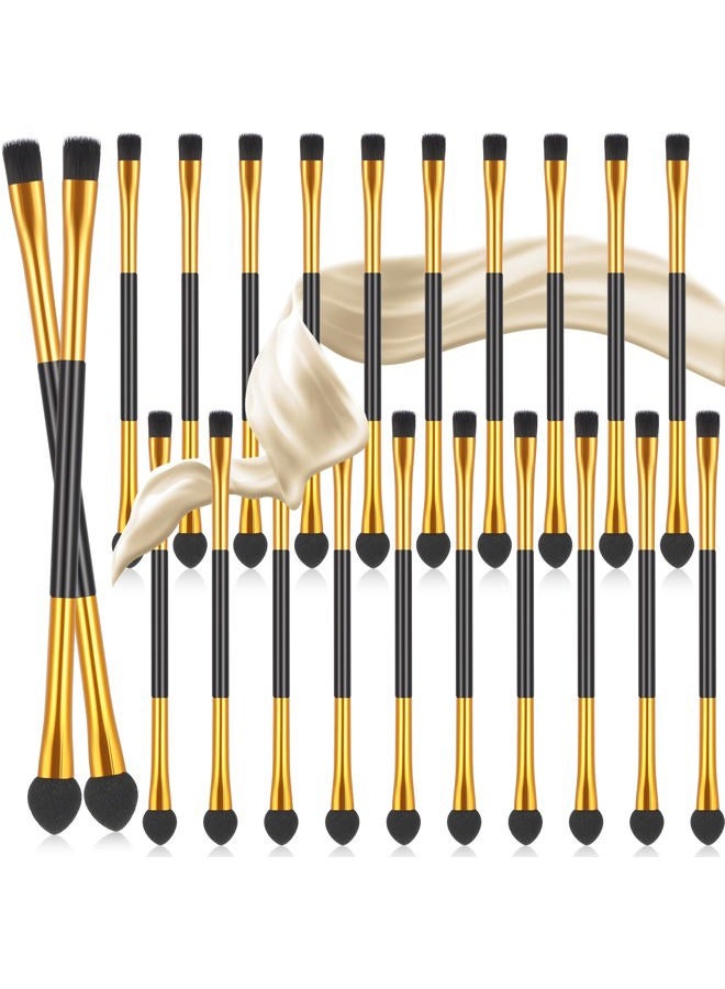 Tenare 24 Pcs Dual End Eyeshadow Smudge Brush 2 in 1 Eyeshadow Brush Sponge Blending Concealer Soft Applicators Double Sided Makeup Cosmetic Tool for Women Lady, Black - Image 1