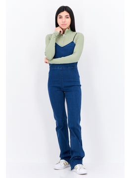 Bershka Women Sleeveless Solid Denim Jumpsuit, Blue  - Image 1