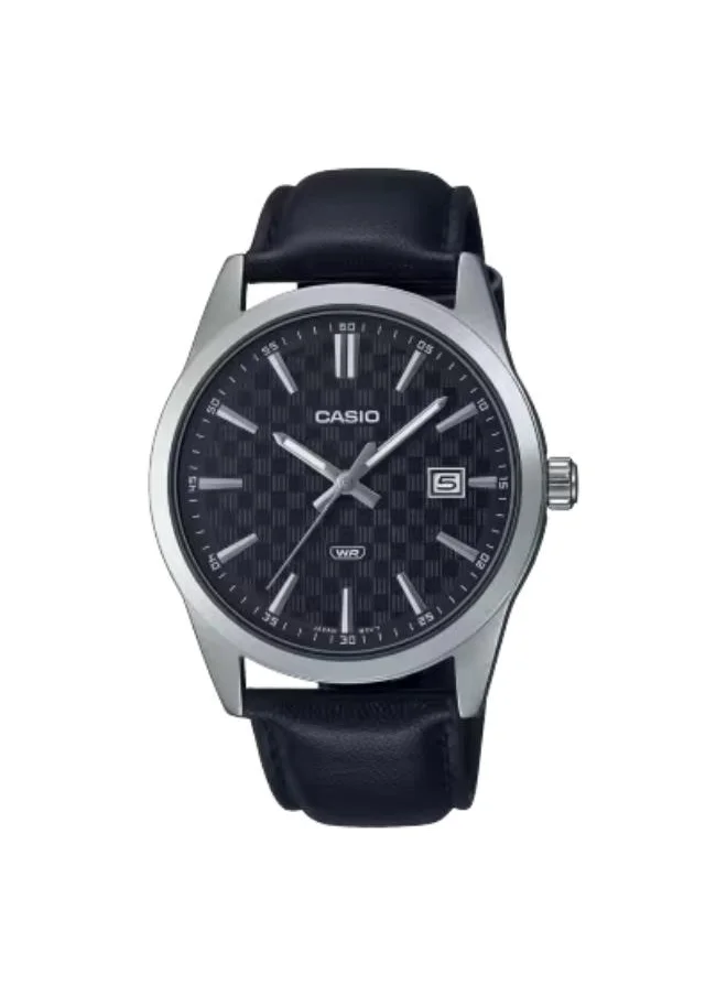 CASIO Men's Analog Display Watch With Black Leather Strap - MTP-VD03L-1AUDF