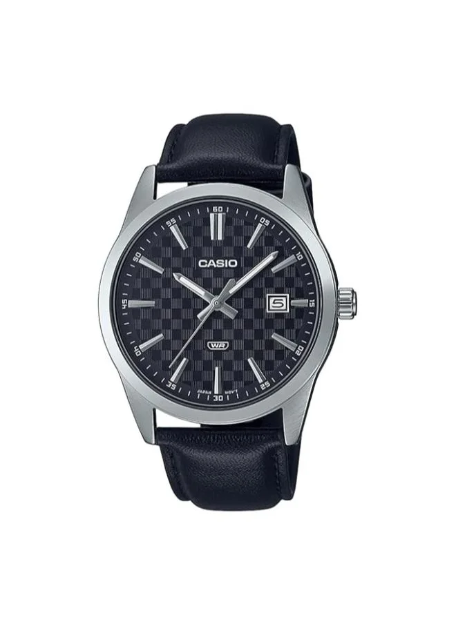 CASIO Men's Analog Display Watch With Black Leather Strap - MTP-VD03L-1AUDF
