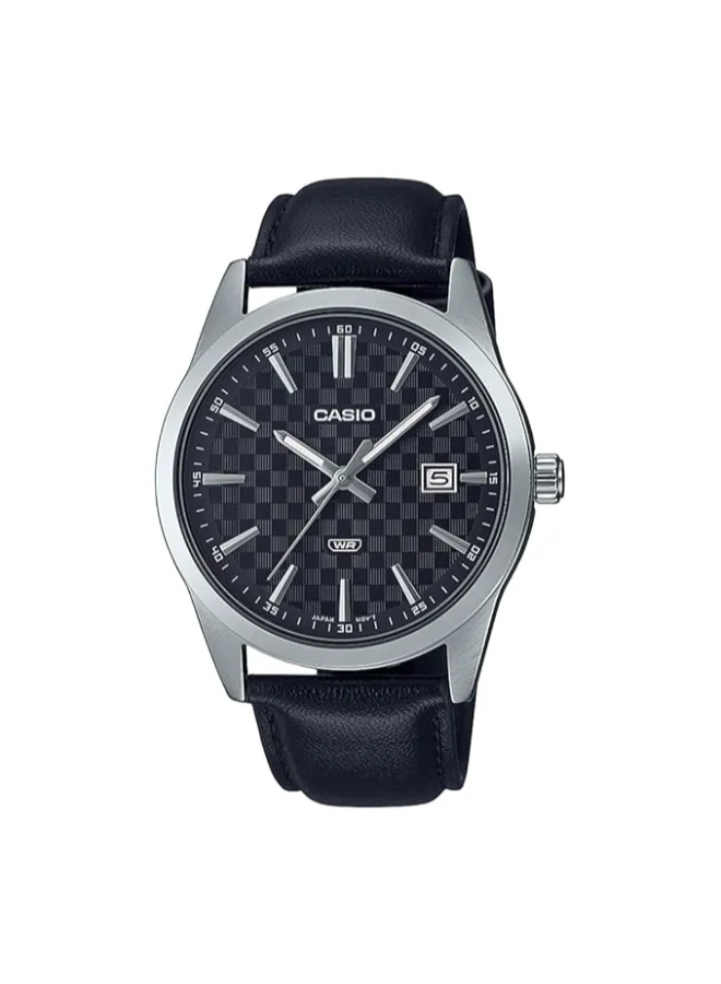 CASIO Men's Leather Analog Watch MTP-VD03L-1AUDF - 41 mm
