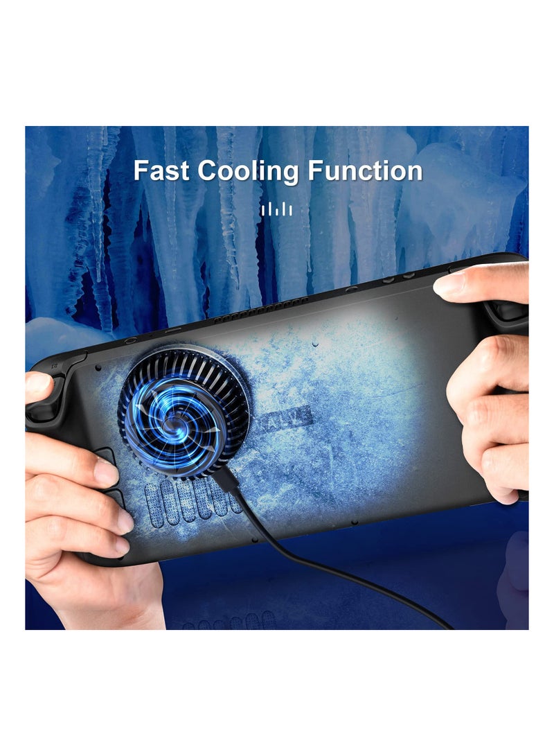 High Performance Cooling Fan for Steam Deck with 7-Blade Design and RGB Lights Fast Cooling for Steam Deck Switch Tablets and Phones  - Image 3