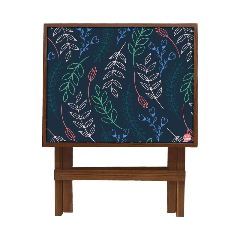 Nutcase Designer Teak Wood Side Table Folding Wooden Bedside Coffee Outdoor Picnic Table Cute Twigs Blue - Image 5