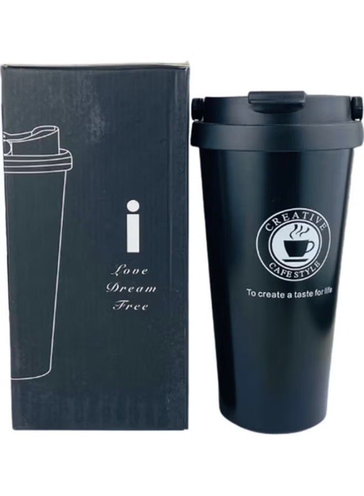 Dreamzon Stainless Steel Thermal Vacuum Insulated Coffee Mug Black 19cm  - Image 1