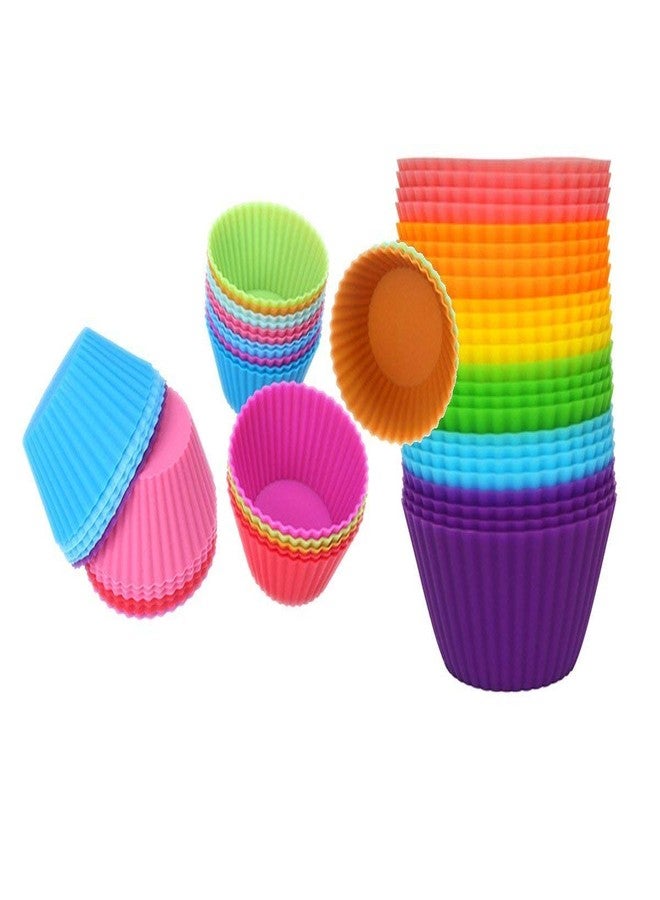 Kitchwish Silicone Cupcake Moulds - Set of 24 Reusable Non-Stick Muffin Liners, Food-Grade BPA-Free Baking Cups for Cakes, Jelly, and Puddings (Multicolor, Standard Size) - Image 4