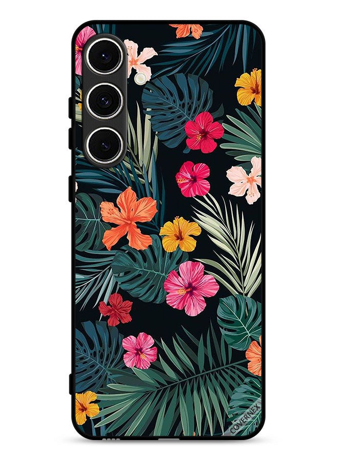 Covernex Samsung Galaxy A56 5G Protective Case Cover Multi Color Flowers And Dark Green Feathers - Image 1