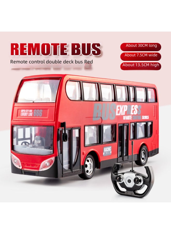 Children's Electric Remote Control Car Simulation Bus Large Bus Wireless Remote Control Charging Boy Toys Wholesale-Color:666-691NA Blue Double Layer Bus